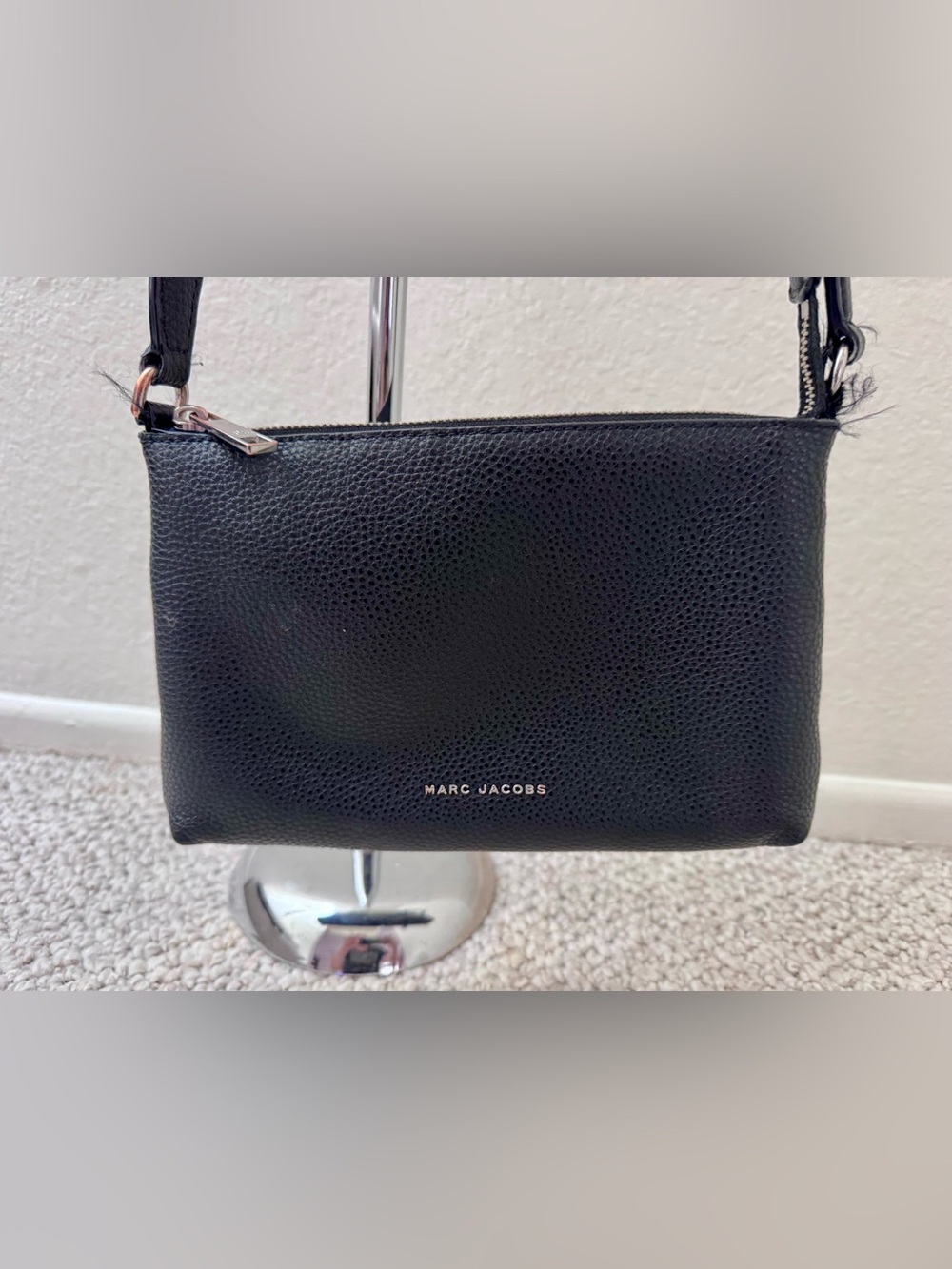 Marc Jacobs Black Pebbled Leather Crossbody Shoulder Purse